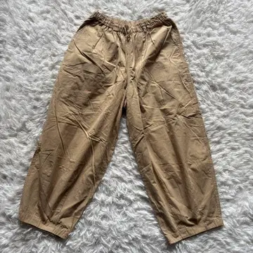 새상품급 여성용 와이드 팬츠 M~L 베이지 면 코튼 허리밴딩