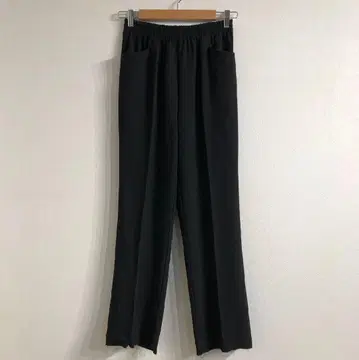 블랙 스트레이트 팬츠 L 사이즈 신축성 있음 이지 팬츠 심플 무지