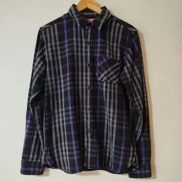 montage 일본제 플란넬 셔츠 L 사이즈 퍼플 블랙