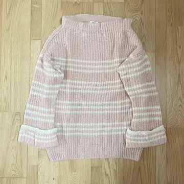 스나이델 보더 니트 핑크