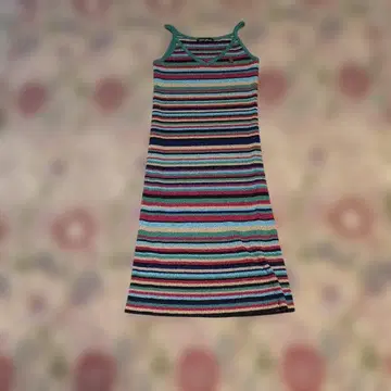 스트라이프 슬리브리스 원피스