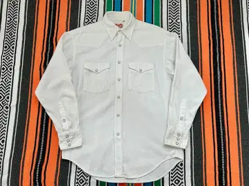 랭글러 웨스턴 셔츠 M 워크 셔츠 화이트 스냅 버튼 코튼