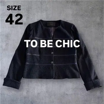 [ 새상품급 ] TO BE CHIC 트위드 노카라 자켓 42 네이비