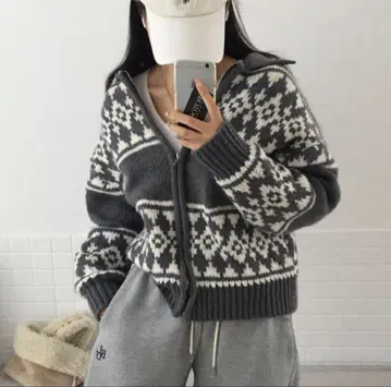 JIANG-JIANG 페어아일 패턴 니트