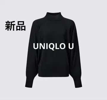 UNIQLOU 메리노 블렌드 볼륨 슬리브 스웨터 하이넥 니트 블랙