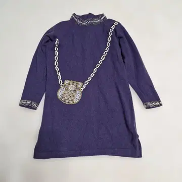 여성용 니트 보라색 비즈 자수