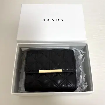 RANDA 퀼팅 3단 폴더형 블랙 지갑 박스 포함 가격표 포함