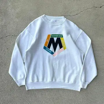 레어 USA제 빈티지 구제 의류 90s 기업 로고 맨투맨 L 화이트