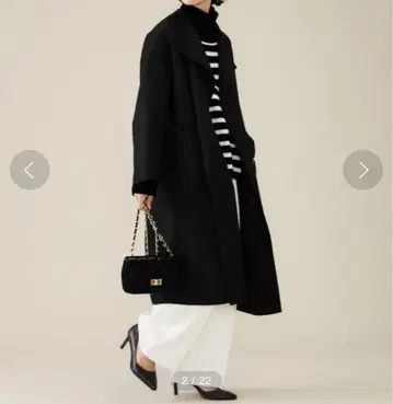 Liesse 더블 페이스 멜톤 코트 블랙