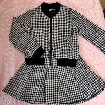 새상품급 체크 무늬 셋업 자켓 블루종 치마바지 가을/겨울 고딕계