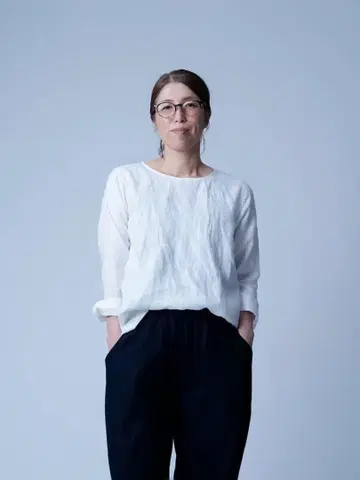 wafu 린넨 상의 둥근넥 상의 화이트 얇은 원단 사이즈 3 빅