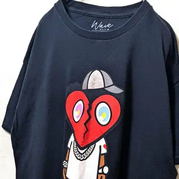 웨이브 클럽 빅 로고 T셔츠 블랙 XL 구제 의류