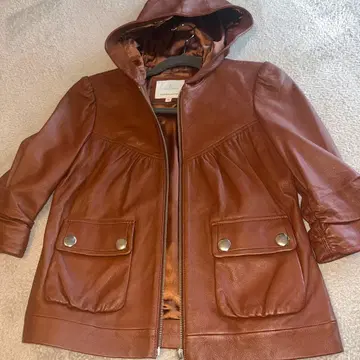 MADISON MARCUS 브라운 가죽 코트 XS