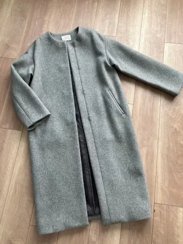 IENA 이에나 스테디셀러 노카라 롱 코트 그레이 36