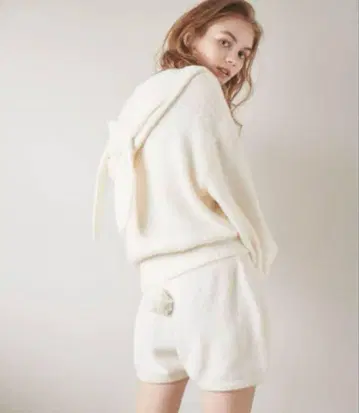 젤라피케 토끼 귀 후드 부착 룸웨어 핑크