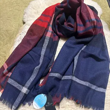 아쿠아 스큐텀 캐시미어 대형 얇은 소재 체크 스톨