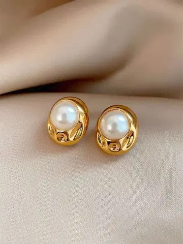 엘레강트 골드 담수 펄 귀걸이 S925 실버 알레르기 방지