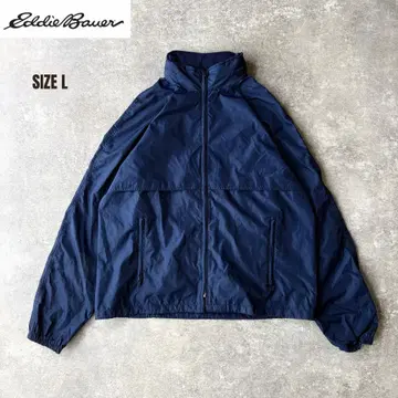 에디 바우어 90s 블랙 택 나일론 자켓 네이비 쇼트 기장 y2k