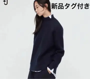 택 포함 새상품 프리미엄 라무 케이블 하이넥 스웨터 블랙