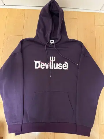 Deviluse 퍼플 후드 부착 후드티 L