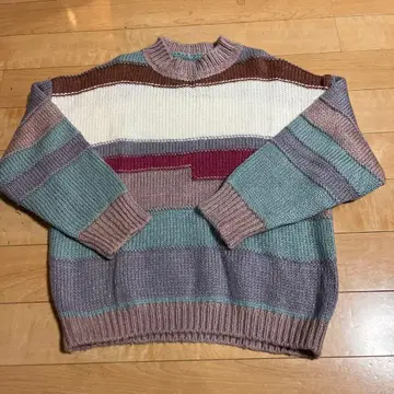 멀티 컬러 스트라이프 니트 스웨터