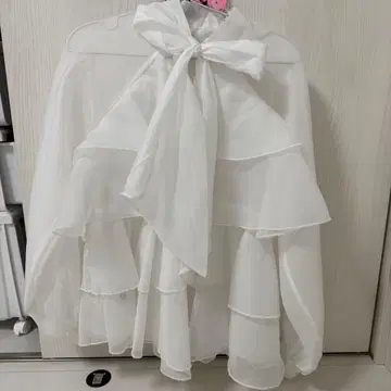 화이트 프릴 리본 긴팔 블라우스 걸리시 구제 의류 used