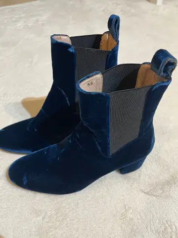네이비 벨벳 사이드 고어 부츠 36