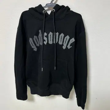 godsavage 블랙 후드 부착 후드티 S