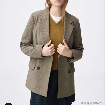 GU 더블 브레스트 체크 자켓 S 사이즈