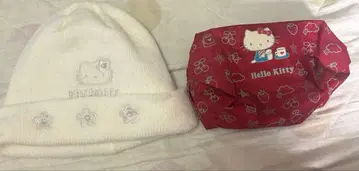 헤이세이 레트로 헬로키티 니트 모자 파우치