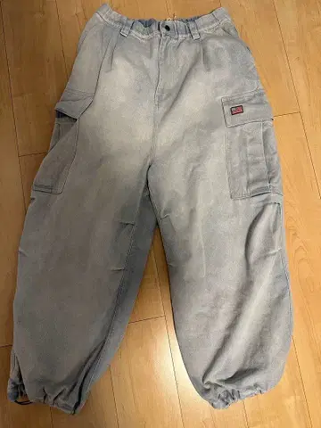 데님 와이드 카고 팬츠