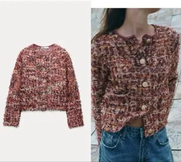 ZARA 택 포함 새상품 텍스처 니트 가디건 트위드 자켓