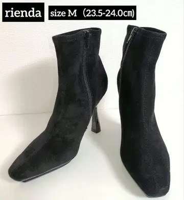 rienda 블랙 스웨이드 사이드 지퍼 부츠