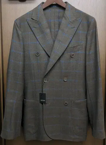 ARTISAN 더블 브레스트 자켓 브라운 블루 체크 미사용 새상품