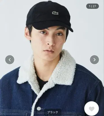 원 포인트 악어 로고 코듀로이 캡 블랙