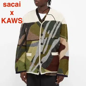 sacai kaws 콜라보 카모플라주 패턴 가디건