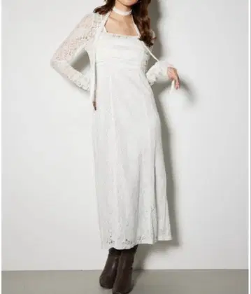 rienda 초커 I라인 레이스 원피스