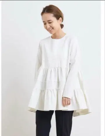 요리(yori) 누쿠누쿠 헴프릴 블라우스 화이트 티어드 블라우스