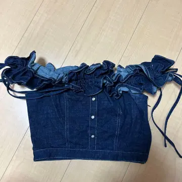 엠미에메 프릴 오프숄더 데님 셋업