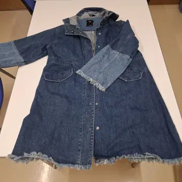 AZUL by moussy 데님 프린지 롱 코트