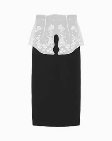 Mame Kurogouchi 25aw 자수 페플럼 스커트