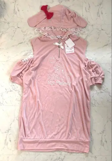 레어! sanrio 산리오 마이멜로디 오픈 숄더 귀 달린 후드 부착 핑크