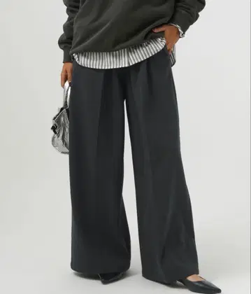 BAYFLOW/속기모 와이드 이지 팬츠 블랙