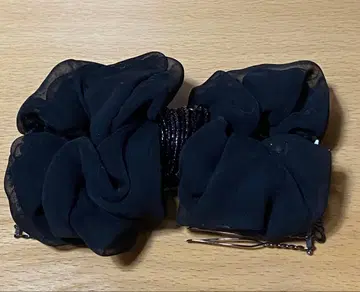 블랙 쉬폰 리본 헤어 액세서리