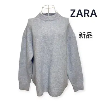 새상품 ZARA 울 알파카 혼방 루즈핏 니트 스웨터 스카이블루
