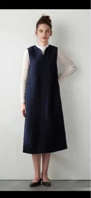 오버롤 스커트 네이비 L 트위드 미사용 새상품