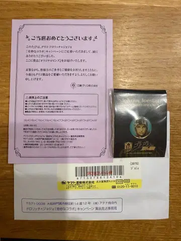 죠죠의 기묘한 모험 25주년 도도로리치 당선품 핀 배지 핀즈 조니