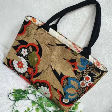 순수 실크 오비 리메이크 가로형 빅 백 럭셔리 금실 문장 핸드메이드