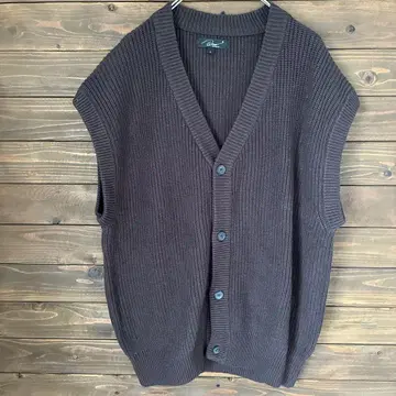 [ 베스트 ] 다크 브라운 V넥 베스트 코튼 니트 L