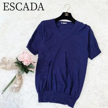 [ 에스카다/ESCADA ] 반팔 니트 스웨터 V넥 무지 작은 사이즈